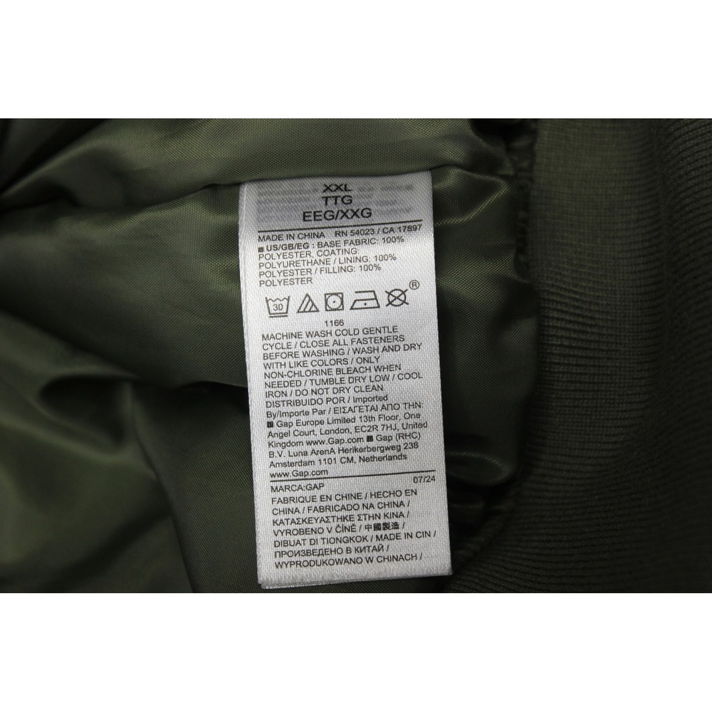 Gap Bomber Jacket Men's XXL Green Satin Full Zip Relaxed Fit Casual Outerwear - Picture 12 of 13